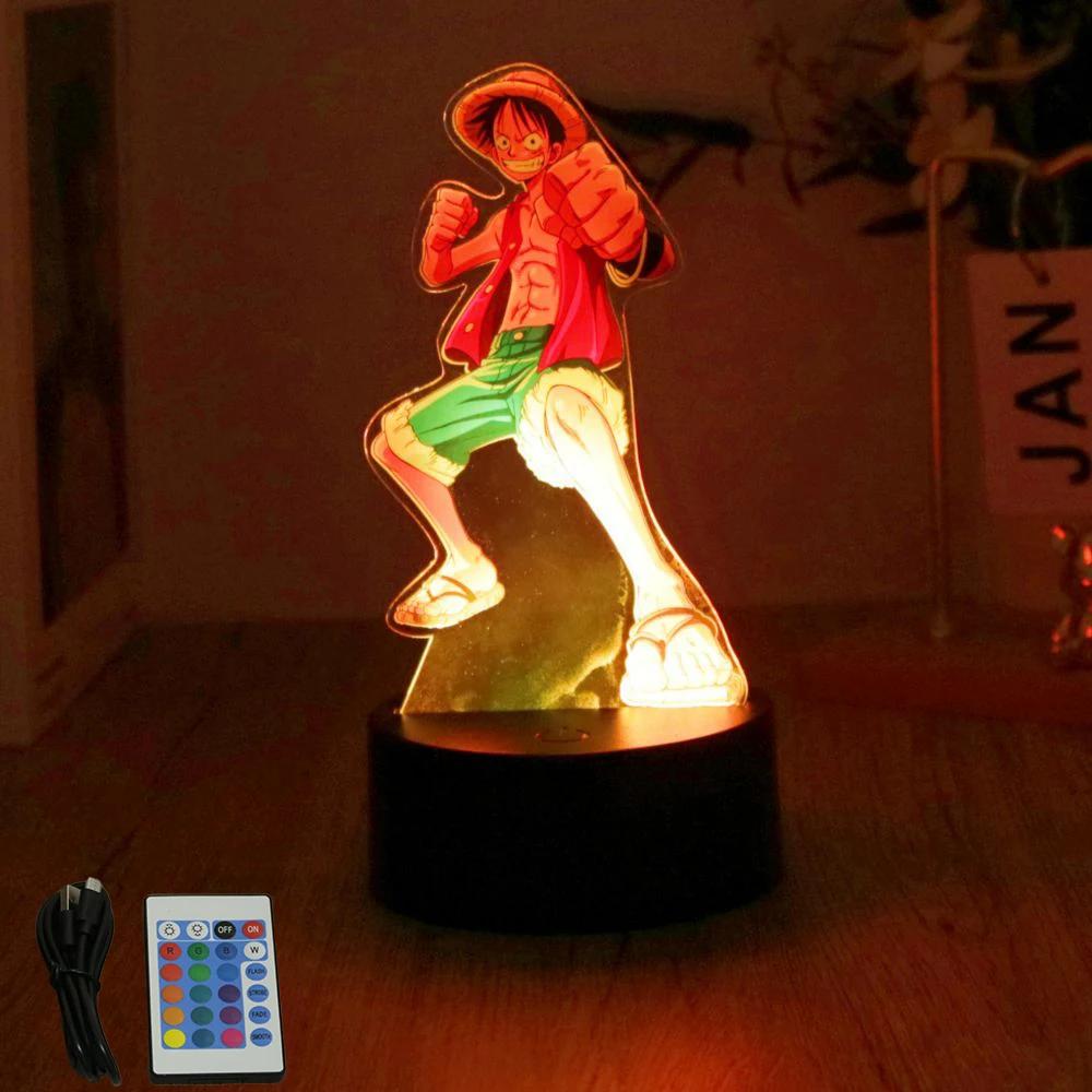 Actionfigur One Piece Luffy Zoro Anime Figuren 3D Lampe PVC Action Sammlermodell Spielzeug LED Nachtlicht Kinder Weihnachtsgeschenk