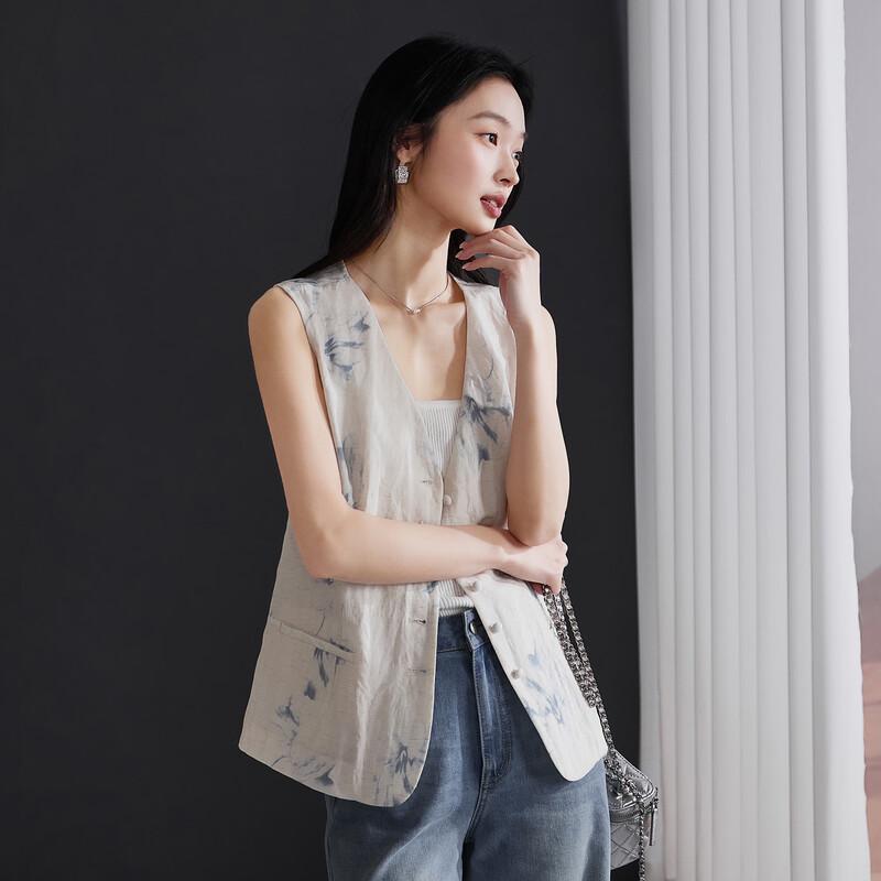 SOFSIL Women s Printed Sleeveless Vest Jacket L