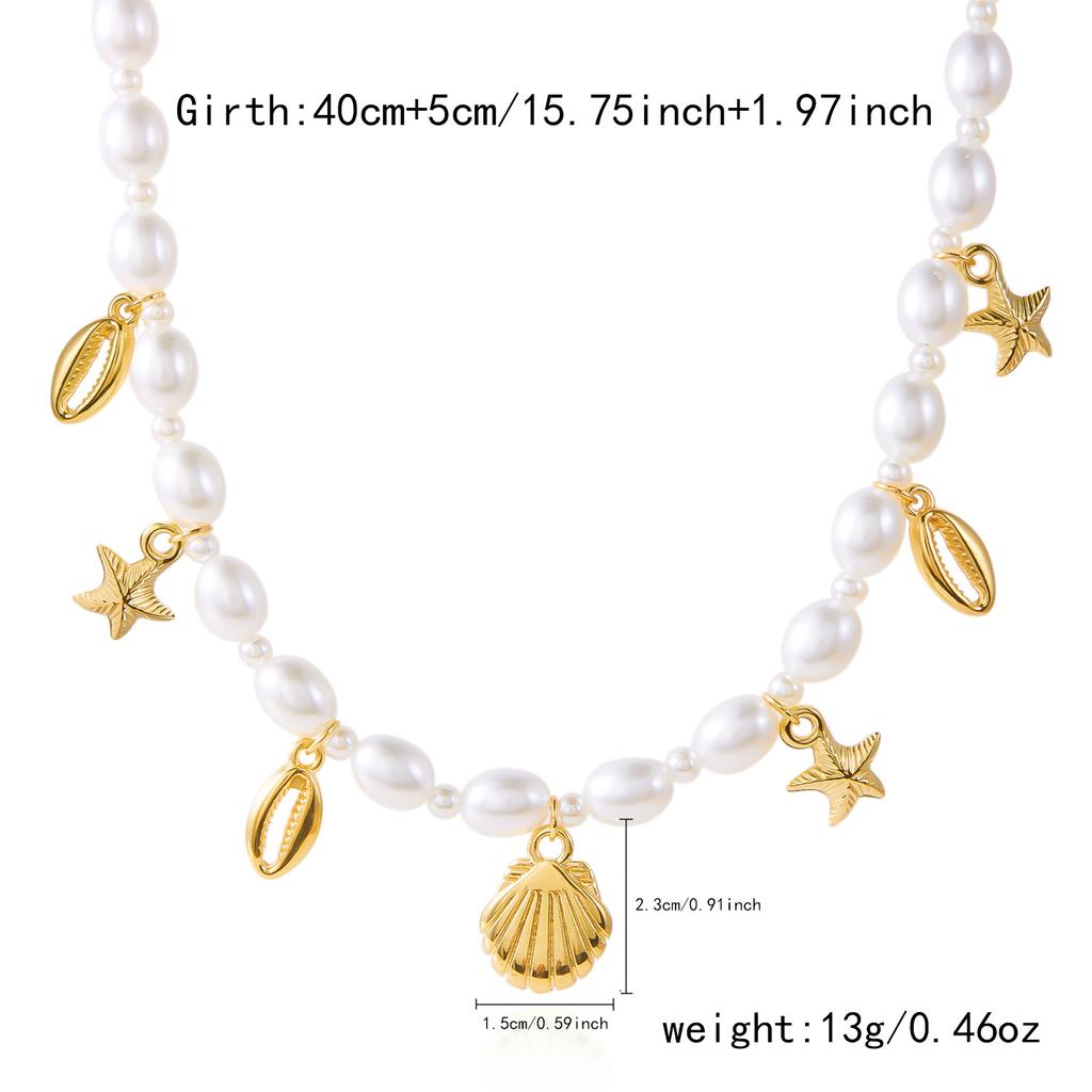 Multilayer Starfish Sea Shell Beads Necklaces for Women Bohemian Starfish Conch Shell Choker Chain Summer Jewelry Gift