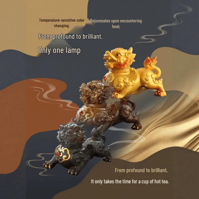 Auspicious Color-Changing Shaking Head Pixiu Tea Pet Ornament