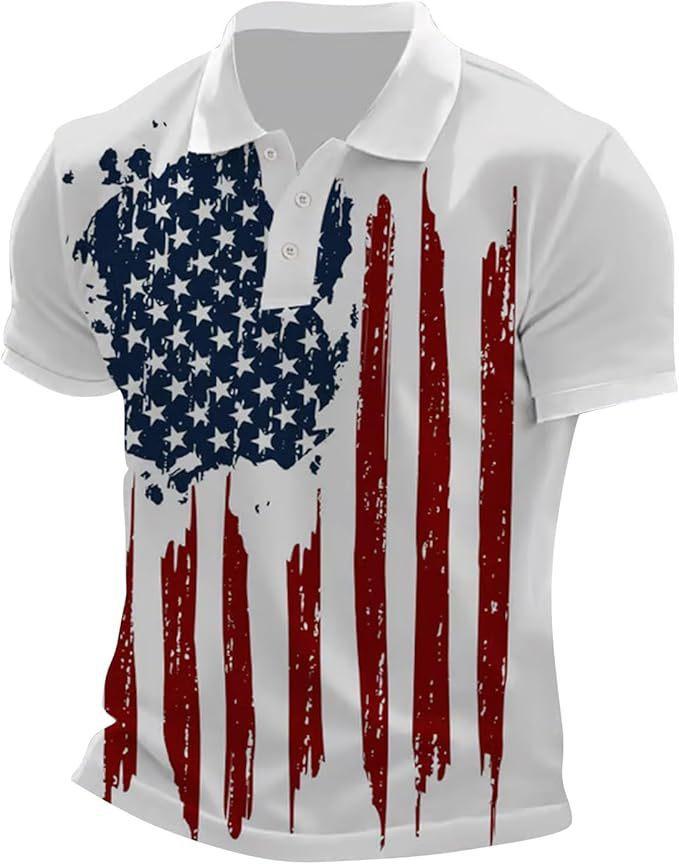 Modern geometric patchwork short-sleeve polo shirt, great for casual daily outfits.