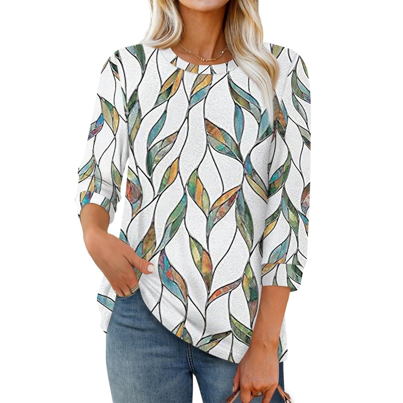 

Women s T Shirt Tee 3/4 Sleeve Tunic Daily Weekend Fashion Basic Regular Top M білий