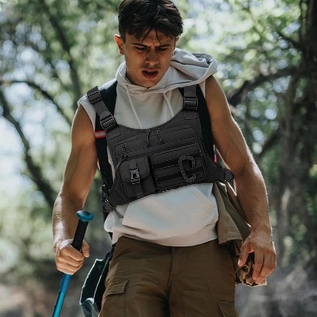 Adjustable Chest Bag Running Vest Pack Anti-Theft Chest Bag For Men Motorcycle Riding Fishing Outdoor Hiking Camping