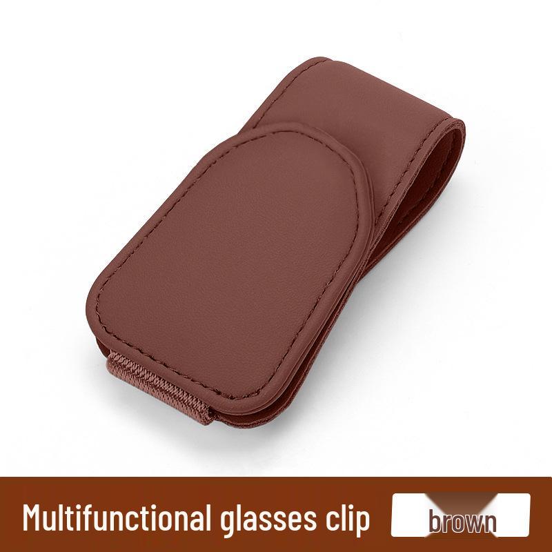 Multifunctional Car Visor Clip and Card Holder with Microfiber Leather