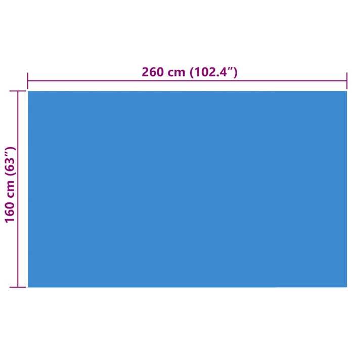 Rectangular Solar Pool Cover VIDAXL 260 X 160 Cm PE Blue