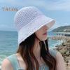 Sonnenhut für Damen, einfarbig, UV-beständig, Fischerhut, atmungsaktiv, geflochten, faltbar, Strohhut für den Außenbereich