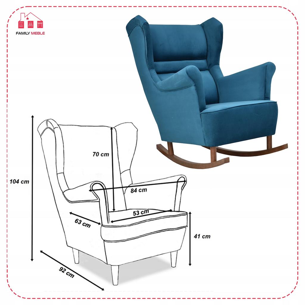 Zoja Rocking Chair Scandinavian Family Meble Turquoise Blue