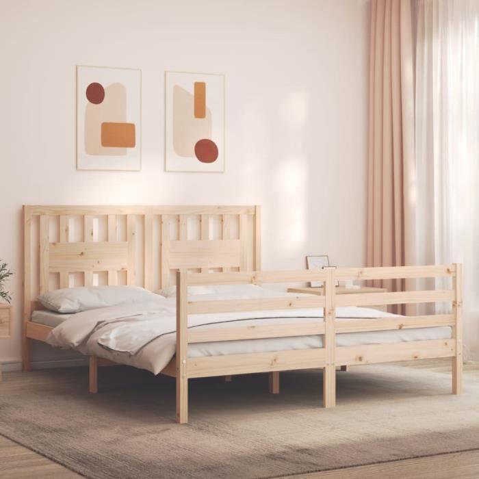 VidaXL Bed Frames with Headboard 160x200 Cm Solid Wood 3194581