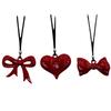 Autumn and Winter Wine Red Ribbon Bow Pendant Necklace Female Love Ankola Red Long Sweater Chain Versatile Accessories