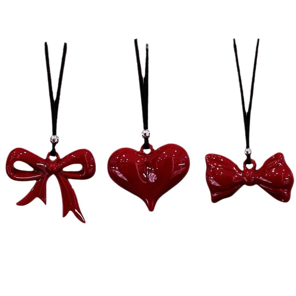 Autumn and Winter Wine Red Ribbon Bow Pendant Necklace Female Love Ankola Red Long Sweater Chain Versatile Accessories