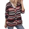 Damen S V-Ausschnitt Strick Knopf Tasche Cardigan Pullover Langarm Top