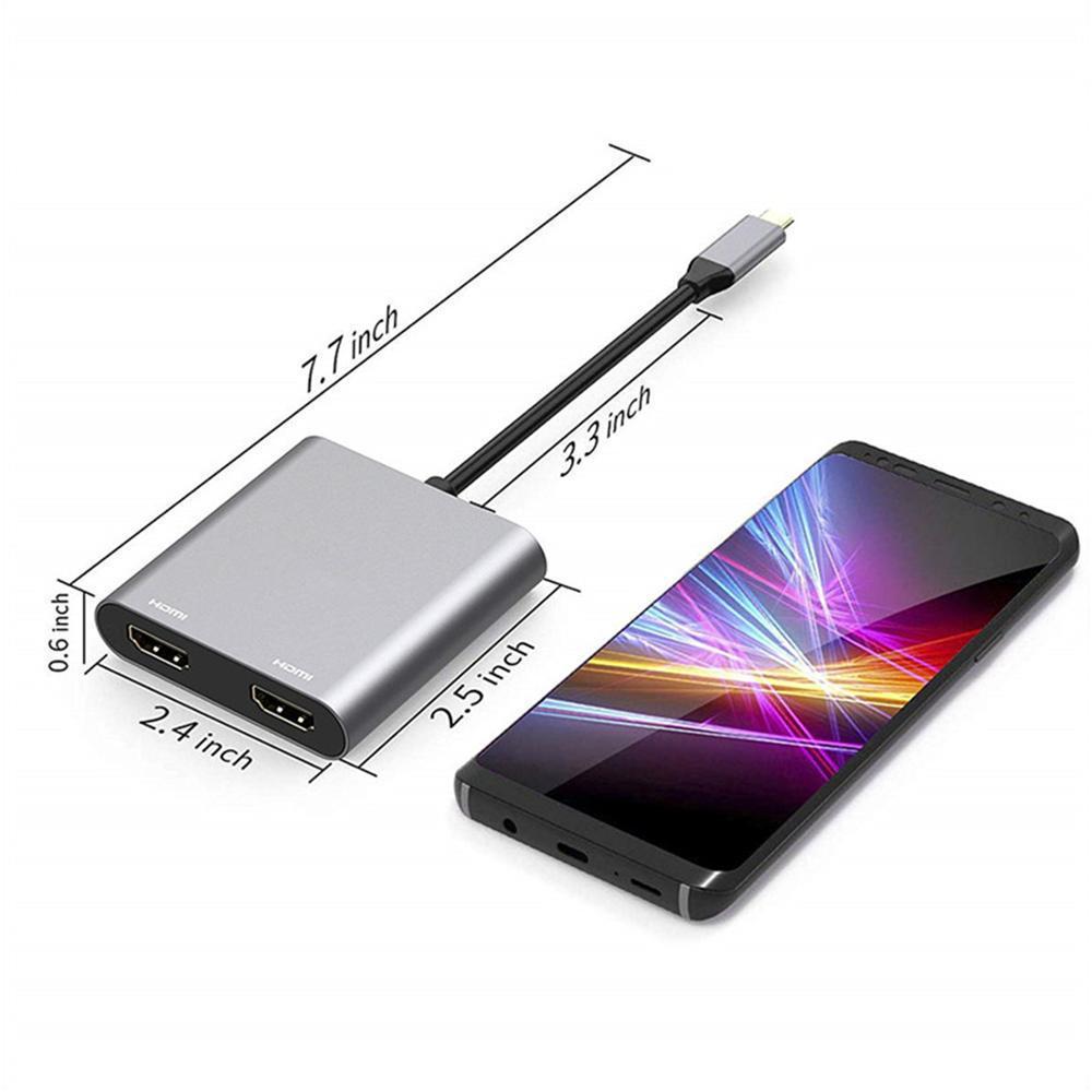 USB-C Hub 4-in-1 Dual HDMI Adapter for MacBook