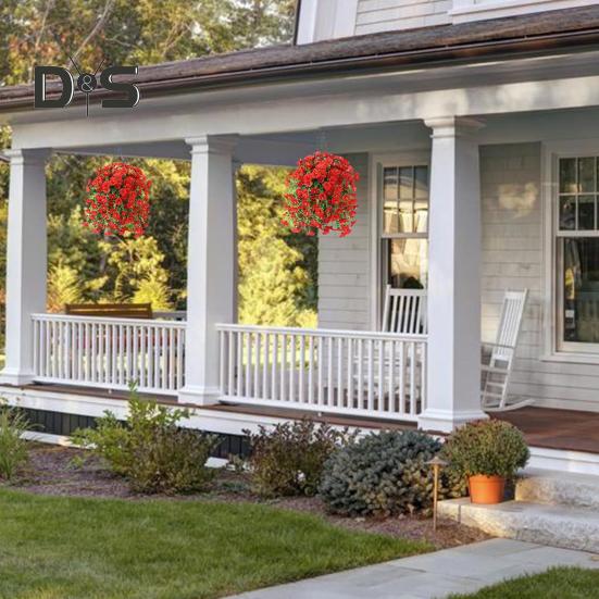 Lot de 3 fleurs artificielles suspendues en soie, résistantes aux UV, pour décoration murale de jardin, d'intérieur ou d'extérieur, pour mariage