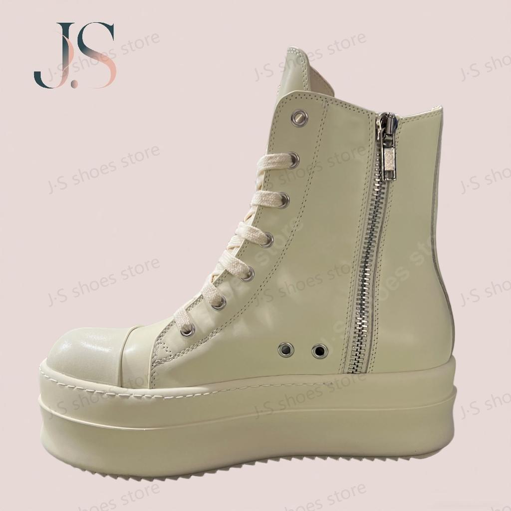 R-o Designer Boots Men Sneaker Ivory White Leather Ankle Boot Women Shoe Lace Up Platform 6cm Thick Sole High Top Casual Shoes