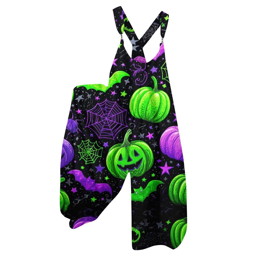 Damesommeroveraller Blomstertrykk Vintage Jumpsuit (Ikke-justerbare stropper)