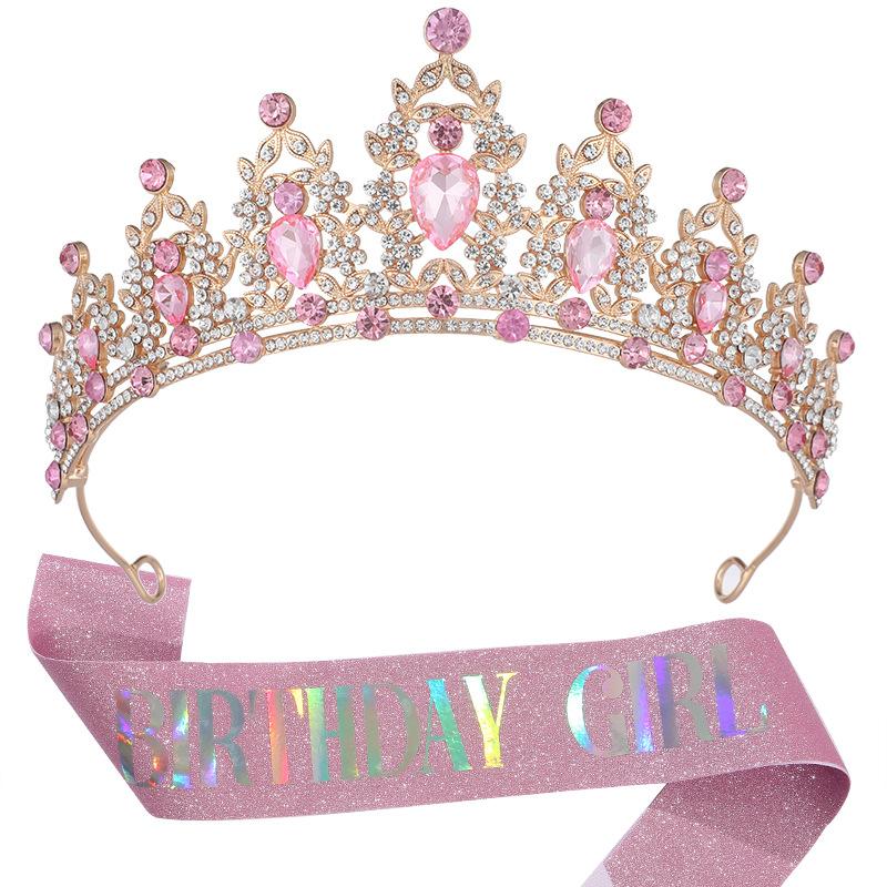 European and American Light Luxury Crystal Crown Hot Diamond Etiquette Belt Birthday Girl Birthday Party Accessories Decoration 2026