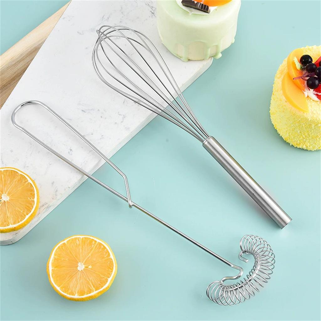 2PC Handle Whisk Stainless Steel Kitchen Mixer Wire Egg Beater Tool