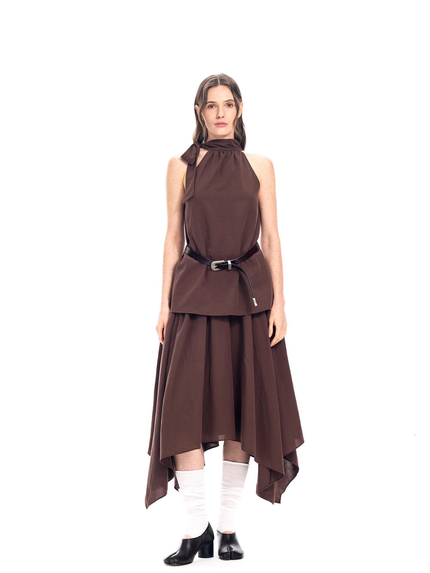 2026 Spring Korean Style Halter Off-Shoulder Loose Top  Irregular Skirt Set for Women L