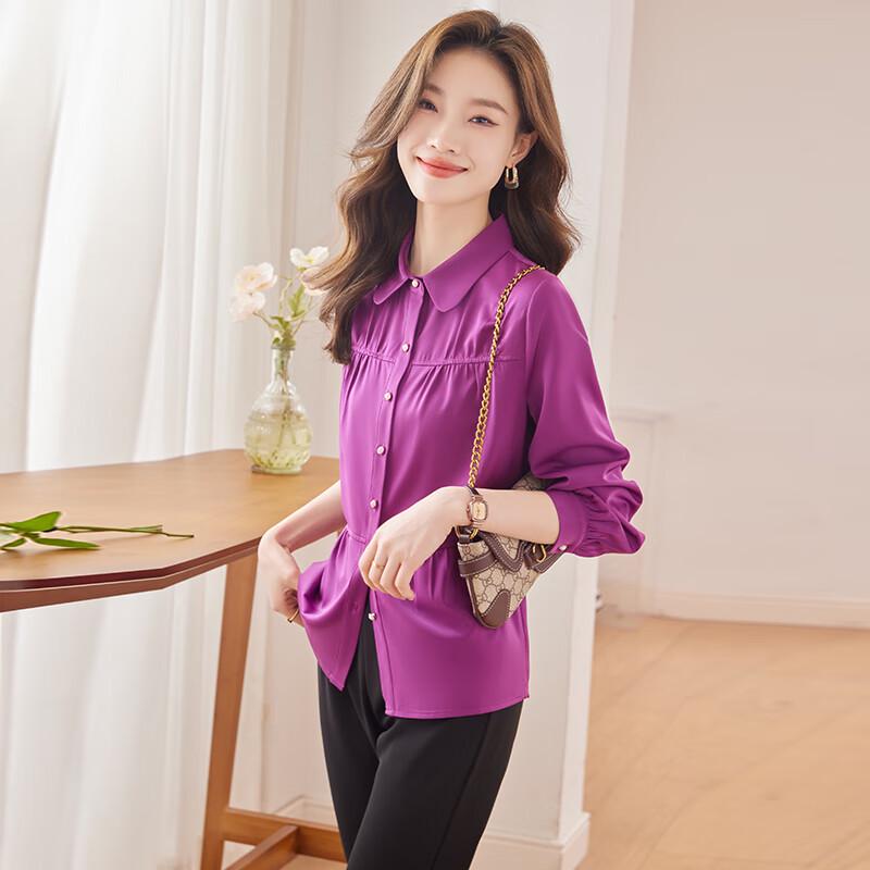 Women's Elegant Pleated Lapel Blouse