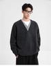 Men's Retro V-Neck Knit Sweater – Two-Piece Look, Casual Loose Fit, Long Sleeve Pullover for Autumn/Winter.