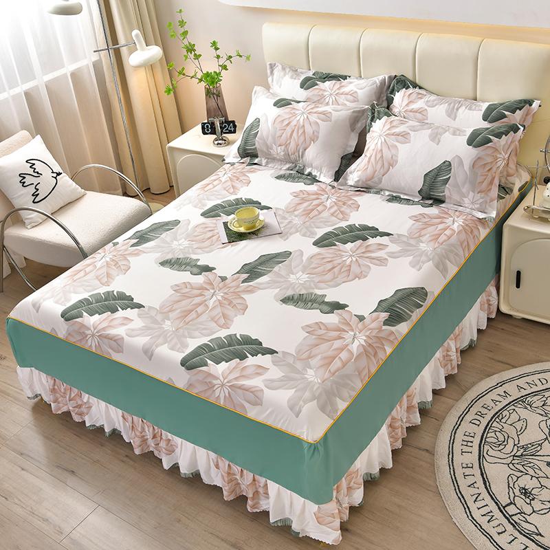Home Textile Bedding Set Four Seasons Active Printing Double Multi-specification Multi-size Brushed Multi-color Bed Skirt
