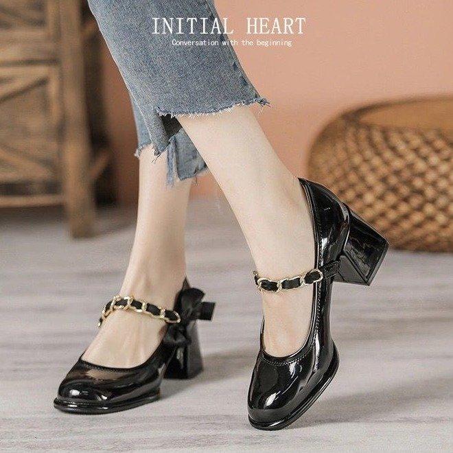 Summer Mary Jane women's shoes new spring and summer thick heel high heel bow temperament