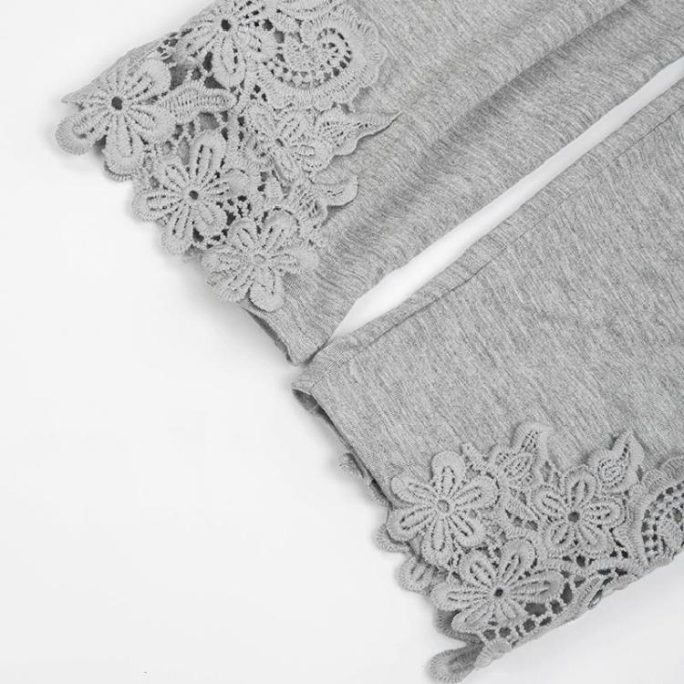 Women Skinny Pants Lace Hollow Leggings Mid Calf Capris Female Short