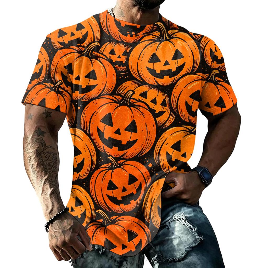 Unisex Loose Fit Casual Short Sleeve T-Shirt Halloween Themed Graphic Print Top Comfortable Everyday Wear