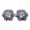 Snowflake Flower Diamond Blue Bead Atmosphere Heavy Industry Hollow Alloy Versatile Light Luxury Earclip Earrings
