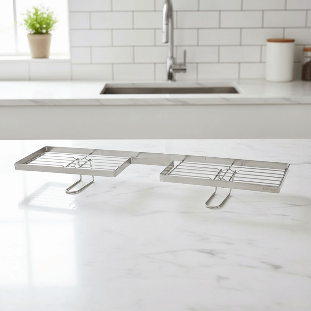 Stainless Steel Bathroom Counter Shelf Anti Slip Faucet Sink Drying Shelf  Mirror Front