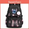 Süßer Mädchenrucksack für die Schule mit Stich-Aufdruck und kariertem Patchwork-Design für Mittelschüler