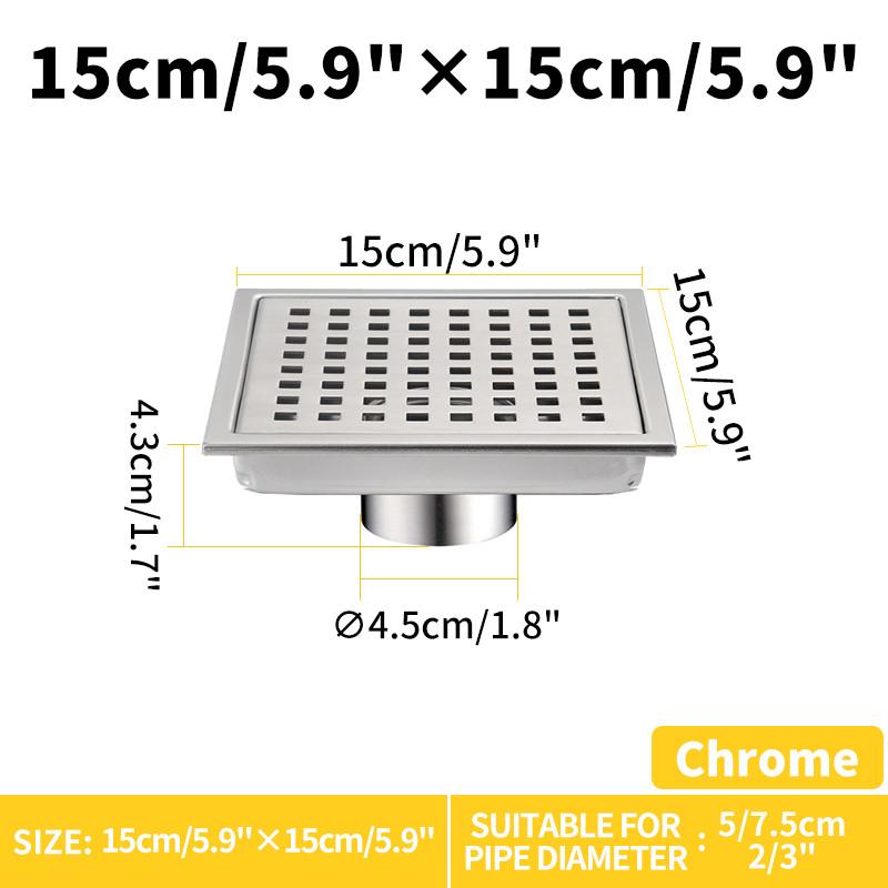 150x150mm Fürdőszobai Padlóösszefolyó Nagy Áramlási Sebesség Vízlevezető Rejtett Fedél Rozsdamentes Acél WC Vízelvezető Kiegészítők white