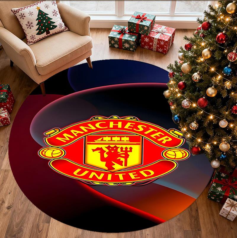 Tappeto Rotondo con Fantasia Football United F.C, Tappetino da Interno/Esterno, per Picnic, Sala Giochi, Camera da Letto, Ufficio, Soggiorno, Tappeto Decorativo per la Casa, Regalo di Compleanno