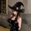 Black Lace Bow Witch Hat for Halloween Cosplay and Ghost Festivals