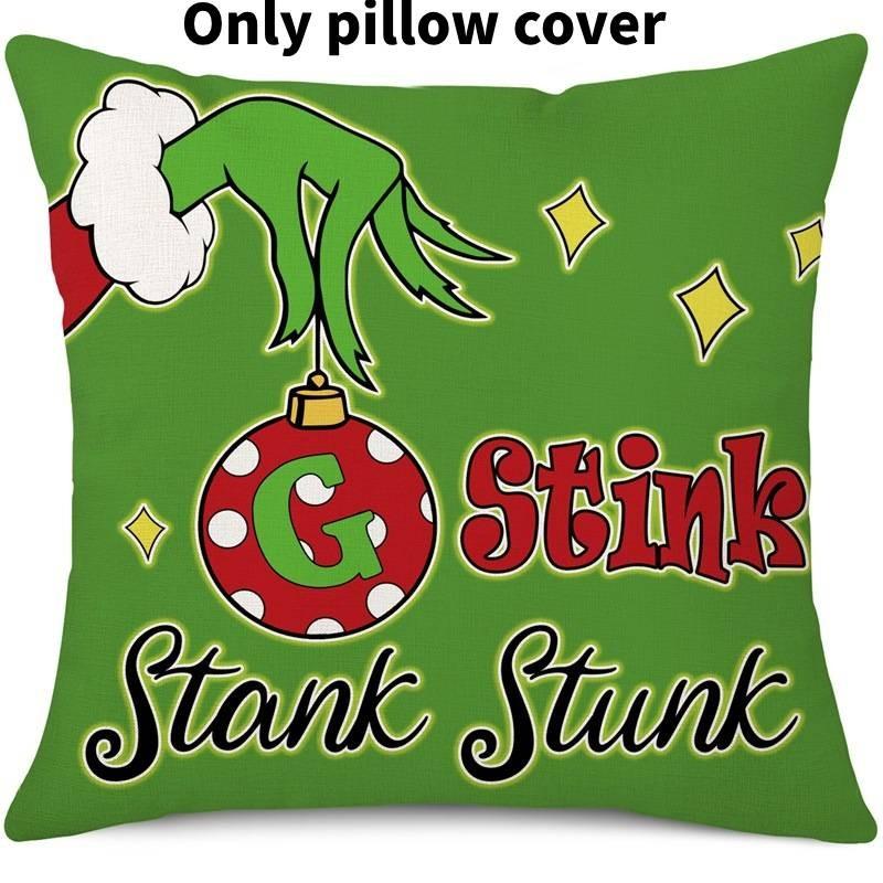Cozy Green And Red Grinch Christmas Pillow Cover For Stylish Home Dcor 45x45cm