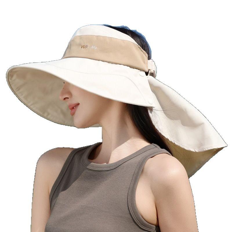 Fashion High Sense Big Brim Shawl Empty Top Hat Outdoor Uv Protection Sunshade Neck Bucket Hat