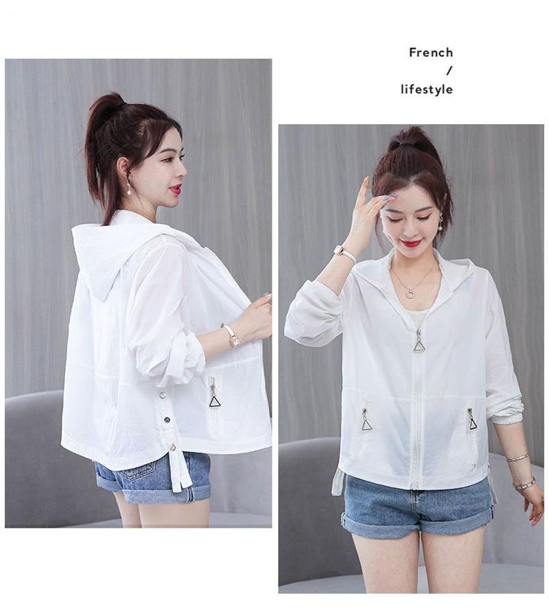 Summer Women Hooded Short Breathable Sun Protection Clothing Woman New Sporty Loose Long Sleeved Anti UV Cardigan Thin Coat