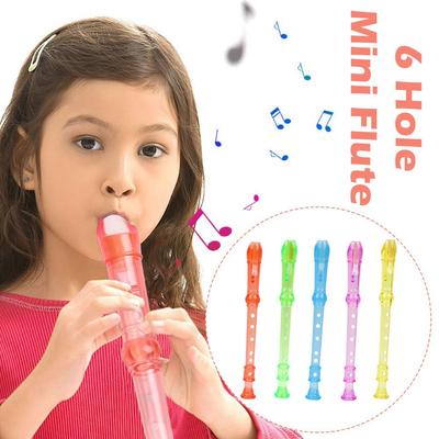 6 Hole Mini Flute Plastic Creative Early Education Transparent Flute Musical Instrument For Kids Random Color Z2H3