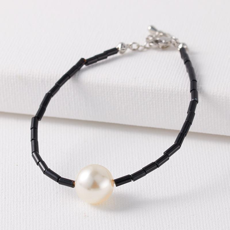 Французский ретро натуральный черный агат Шицзя жемчужное ожерелье с бусинами женское колье на шею нишевый дизайн высокое чувство