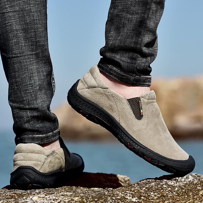 38-48 Casual Men's Shoes Retro British Style Leather Large Size Two-layer Pork Skin Driving Car Shoes