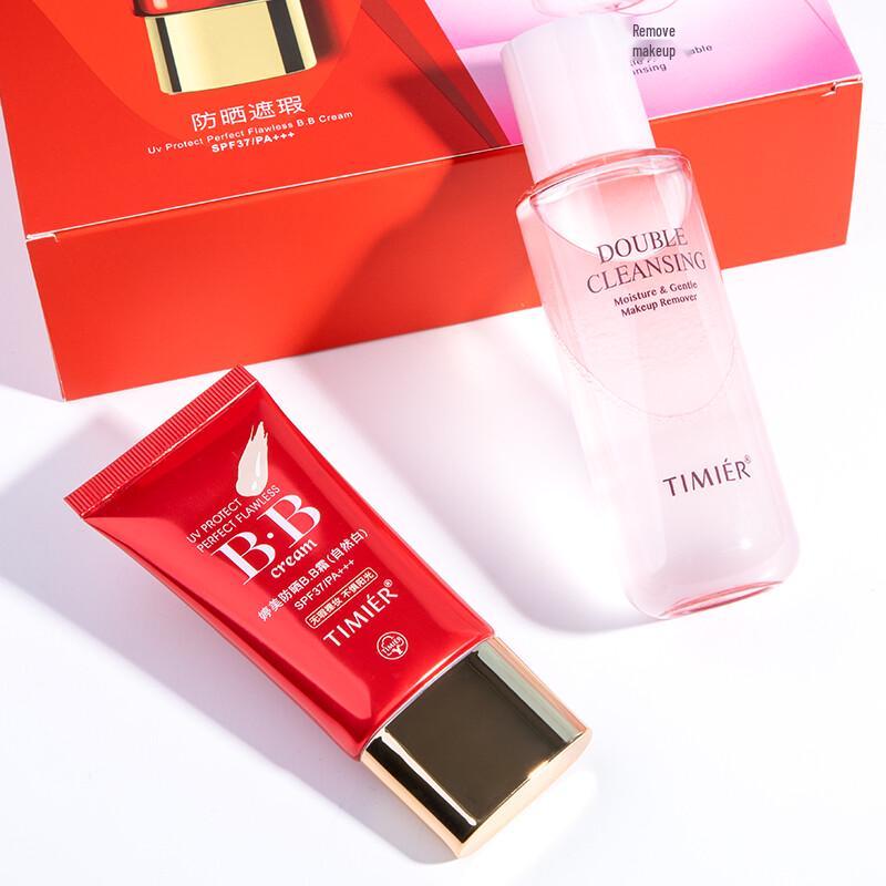TIMIER Sunscreen Red BB Cream & Makeup Remover Combo
