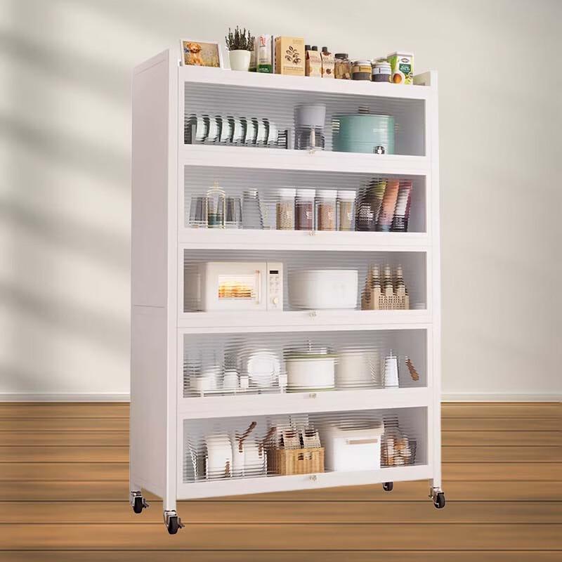Yingbai Modern White 2-Tier Floor Storage Cabinet