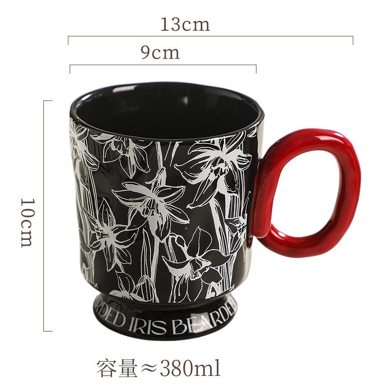 

Vintage Ceramic Tall Mug Coffee Cup for Home Office Couple Breakfast Tea Drinking 380ml чорний
