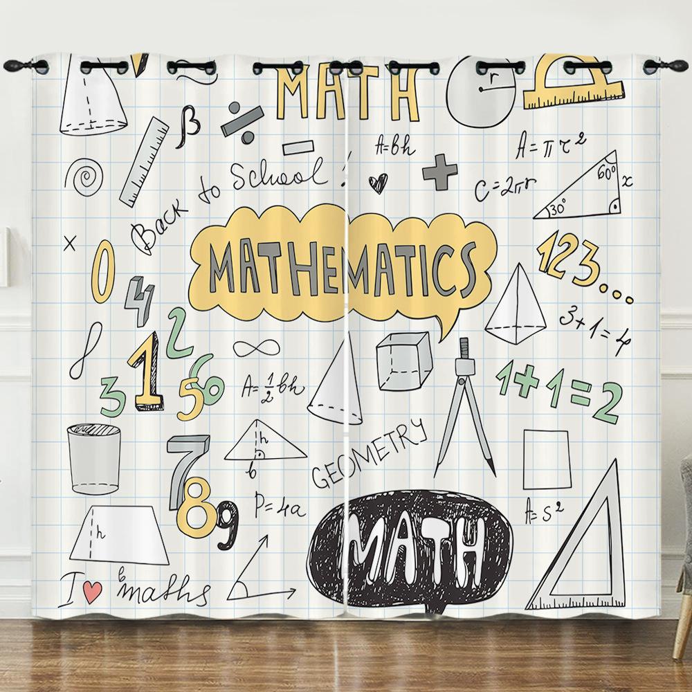 Zasłona Geometryczna Wzór Liczbowy Drukowanie Cyfrowe 3D Zasłona zaciemniająca Przelotki