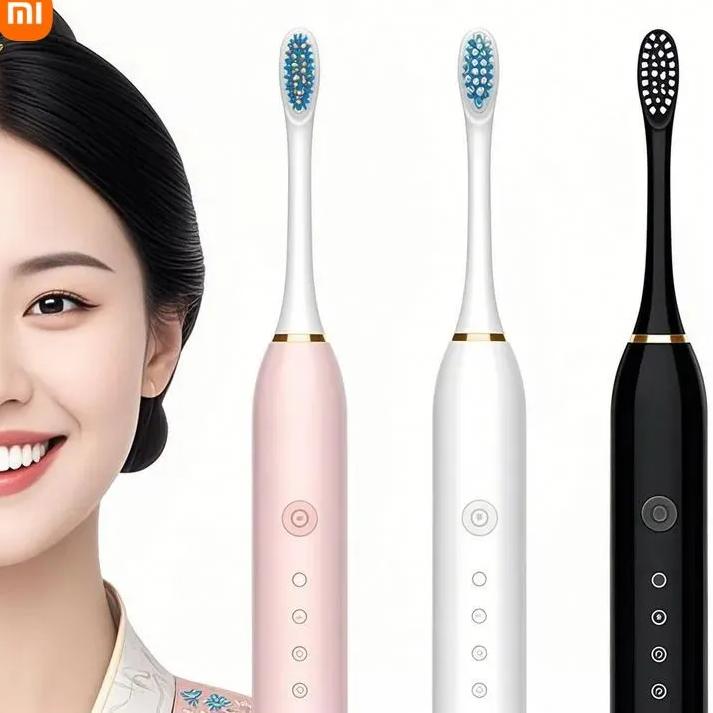 

Электрическая зубная щетка X-3, Звуковая электрическая зубная щетка с 4 насадками и 6 уникальными режимами, Степень защиты от погодных условий IPX7 Option1