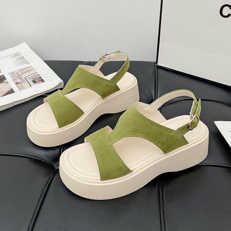 

Super fire French platform bag heel sandals women s 2025 summer new two wear light luxury retro skirt comfortable beach shoes 40 зелёный