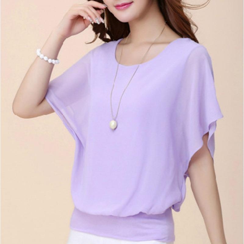 

GMXIA Women s Fashion Casual Solid Color Print O Neck Blouses & Shirts XXXXXL фиолетовый
