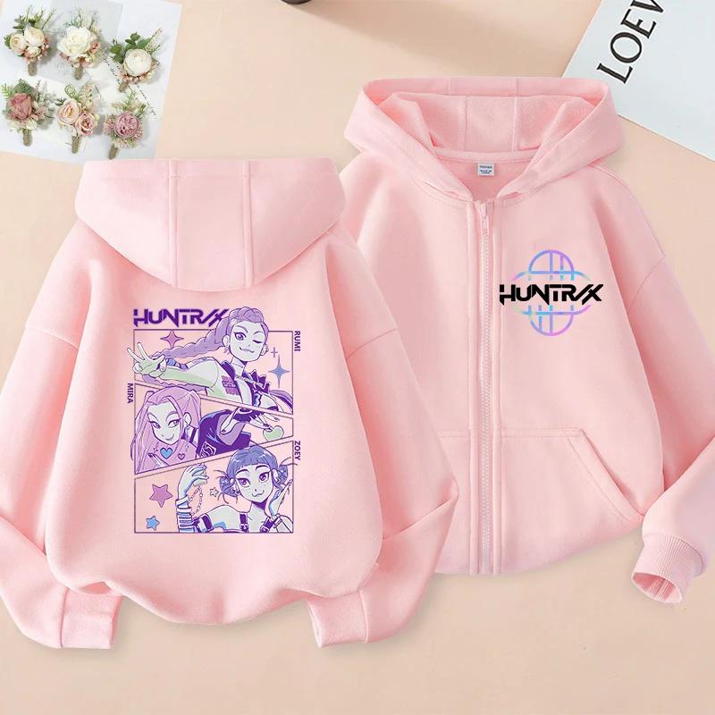 Hoodies Sweatshirts Girls Zip Sweatshirt Children's Clothing Cartoon Print Hoodie Casual Top