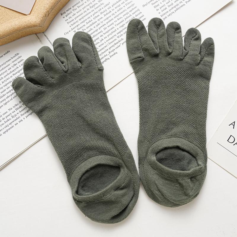 Men's Five-finger Socks Summer Thin Breathable Split Toe Socks Invisible Mesh Boat Socks Solid Color Cotton Socks Deodorant Sweat-absorbent Socks