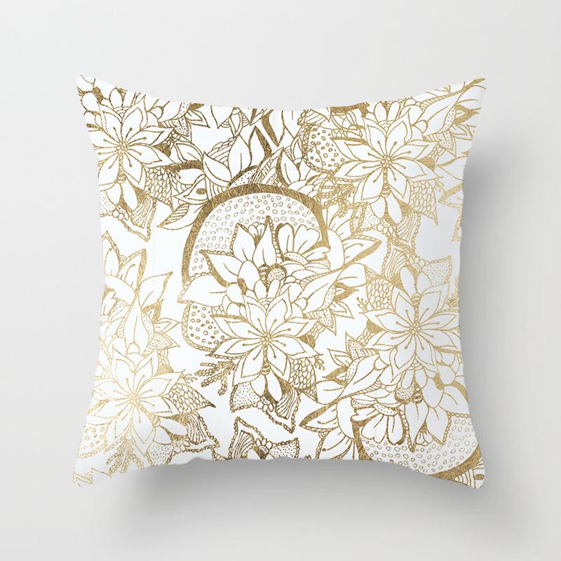 European Style Golden Geometric Print Car Pillow Cover Sofa Cushion Cover Home Furnishings